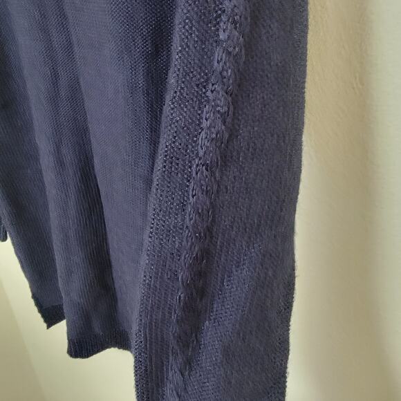 Woolovers Medium Blue‎ Crochet Cable Knit 100% Pure Wool Fisherman Sweater Dress - Picture 15 of 15